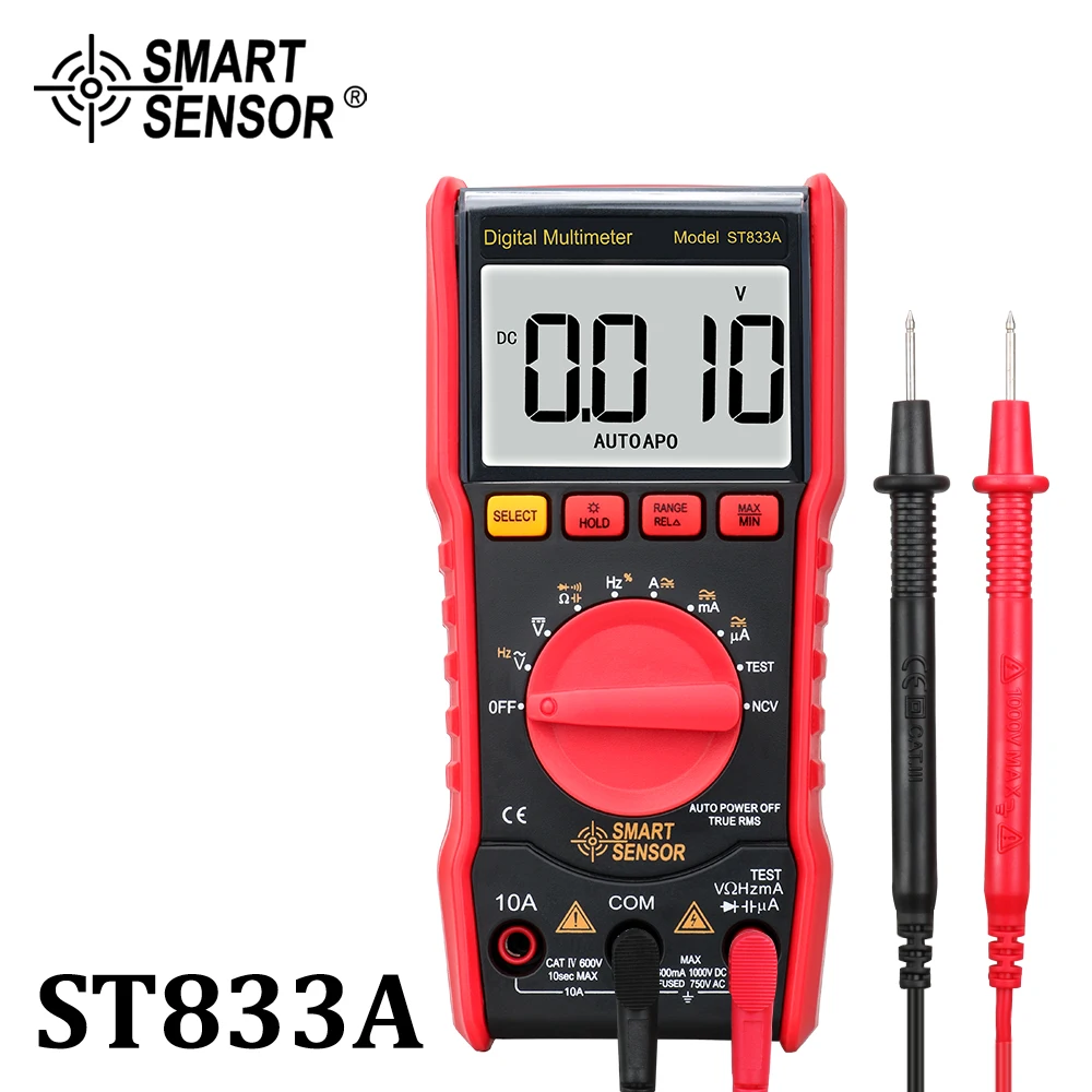 

Smart Sensor Digital Multimeter True RMS DC AC Voltage Current Tester NVC Measurement with Backlight Display Multi-tester
