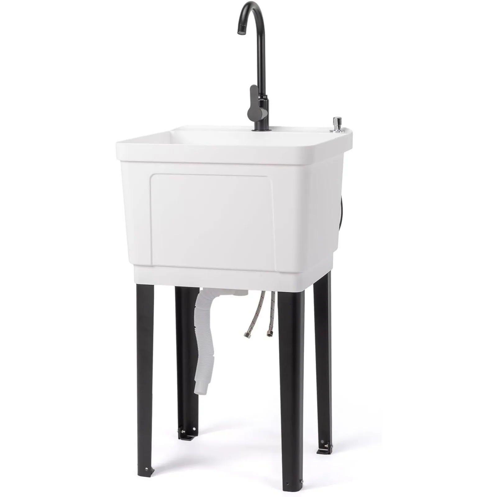 New Freestanding Plastic Laundry Utility Sink with Stainless Steel Faucet 46.9