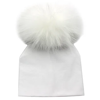 Bebek pamuk şapka kız erkek 0-2Years yenidoğan şapka çocuklar Pom Pom şapka siyah beyaz gri pembe bere örme bahar sonbahar kış kap