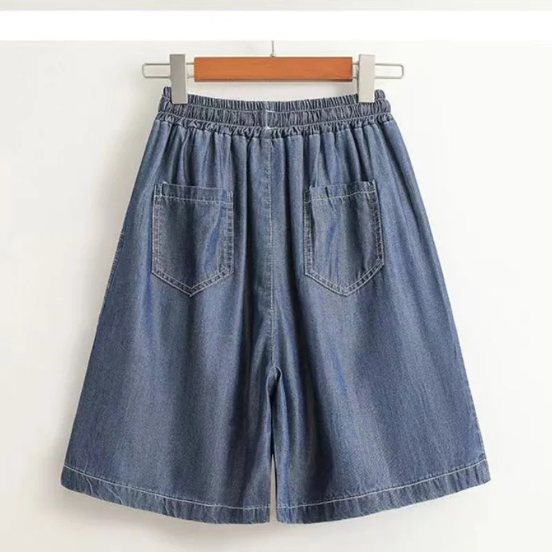 Plus Size S-5xl Ice Silk Women's Shorts Thin Tencel Casual Shorts Loose Wide Leg Worn A-Line Pants Woman Clothing Short Woman