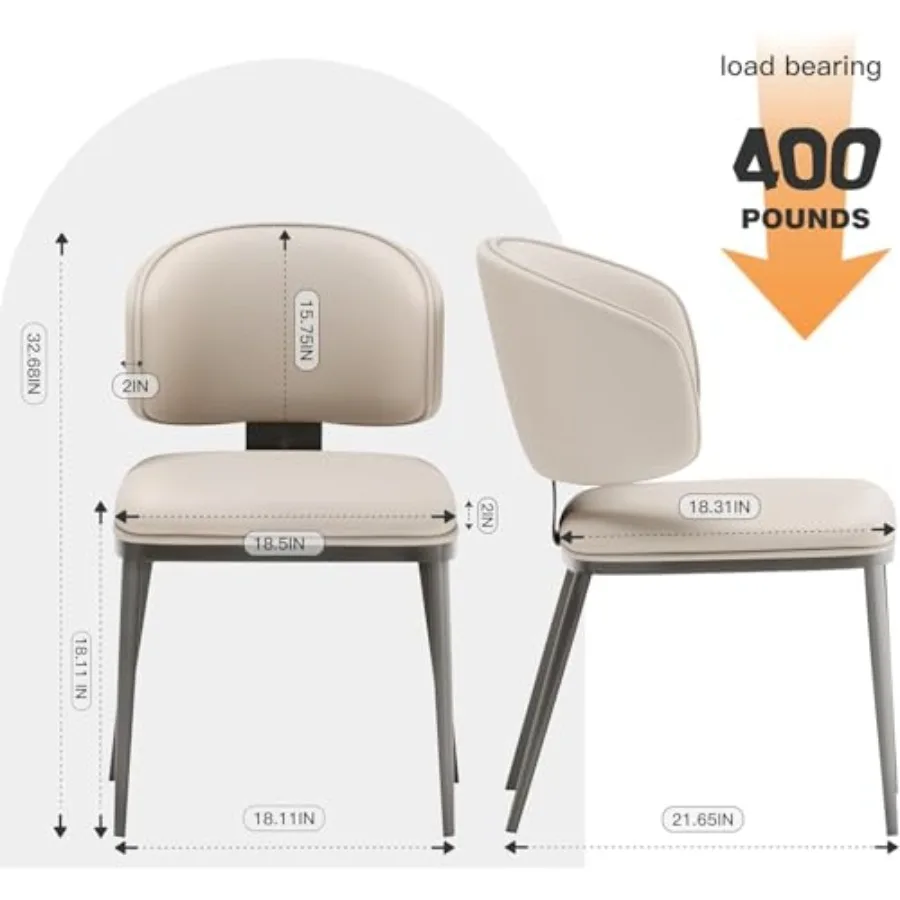 Dining Chairs 4, Faux Leather Dining Chairs, Light Gray for Modern Dining Rooms Durable, Easy-Clean, Ergonomic Design