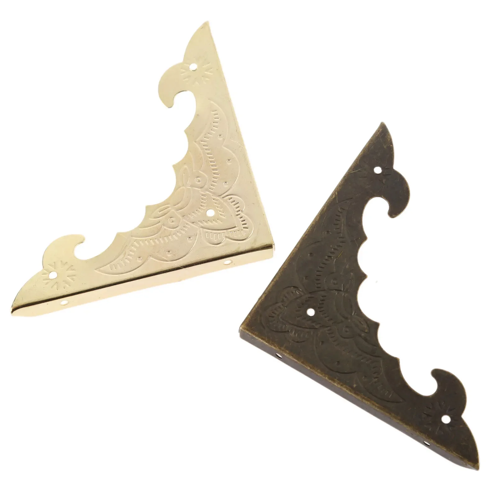 4 stuks antiek brons/goud decoratieve hoekbeugel sieraden houten doos voeten hoekbeschermer bewaker meubelbeslag met spijkers