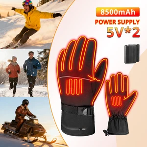 Moto Heated Gloves 8500mah Rechargeable Self Heating Gloves Outdoor Windproof Electric Heating Skiing Gloves Men
