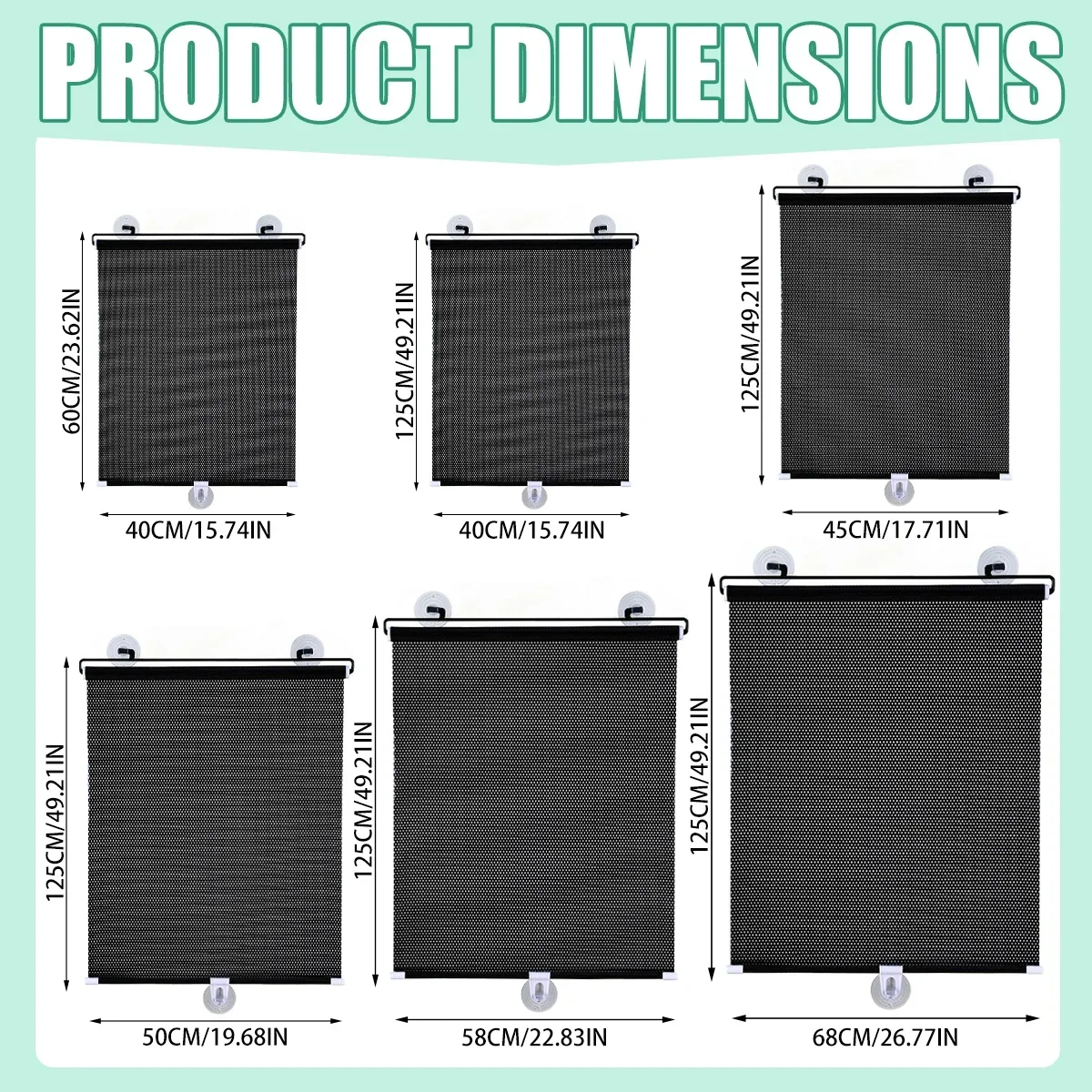 Universal Sunshade Roller Visor Blackout Curtain Shutter Drape Car Windshield Protector with Suction Cup Kitchen Office Supplies