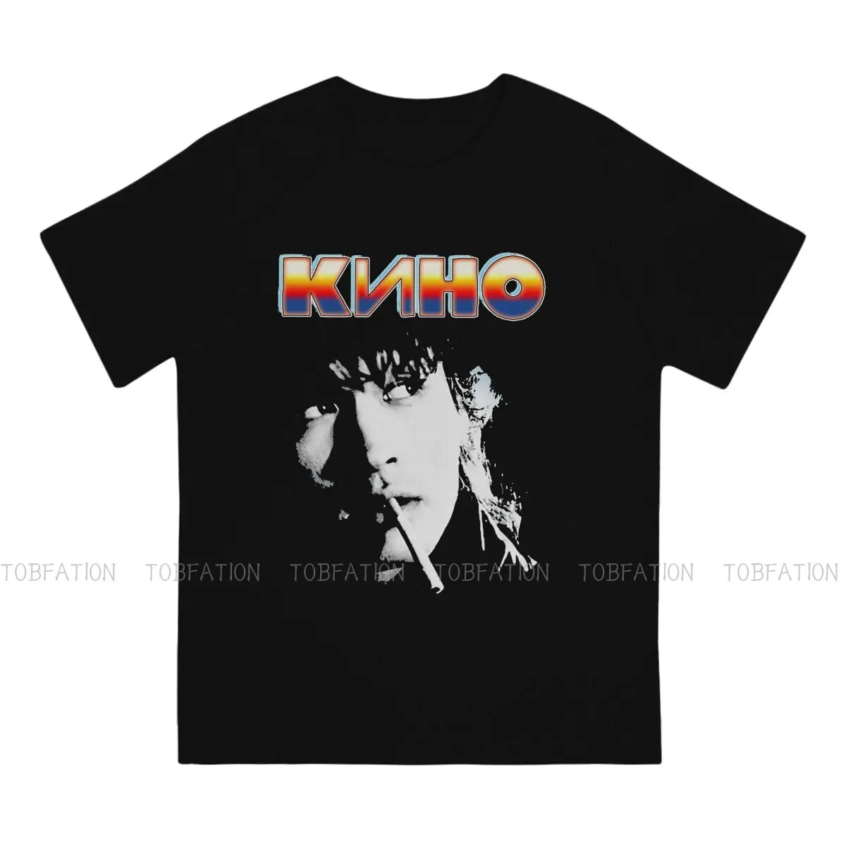 Smoking Man Classic  Newest TShirts Viktor Tsoi Kino Russian Singer Male Style Fabric Streetwear T Shirt Round Neck Oversized