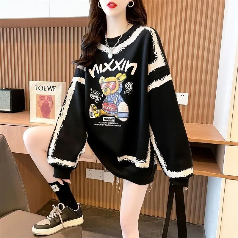 Shirt Pullover Female Streetwear Sweatshirt Loose Long Sleeve Top Autumn Graphic Winter Casual Korean Fashion Anime Aesthetic