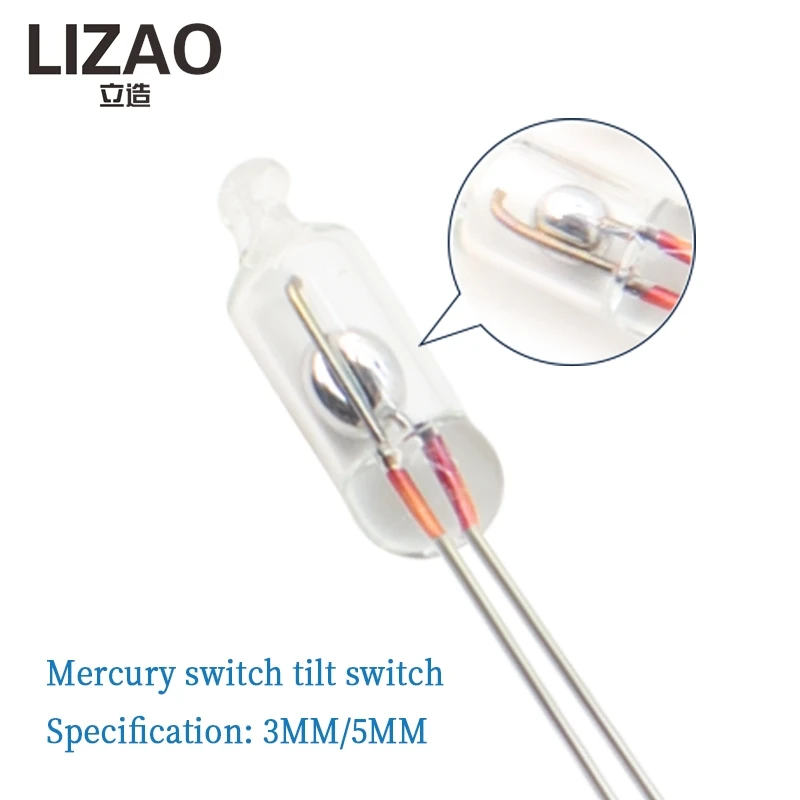 LIZAO 20PCS/Lot Glass Tilt Switch Unidirectional Angle Sensor 3MM/5MM On Off Control Ball Diameter Mercury-Free Design