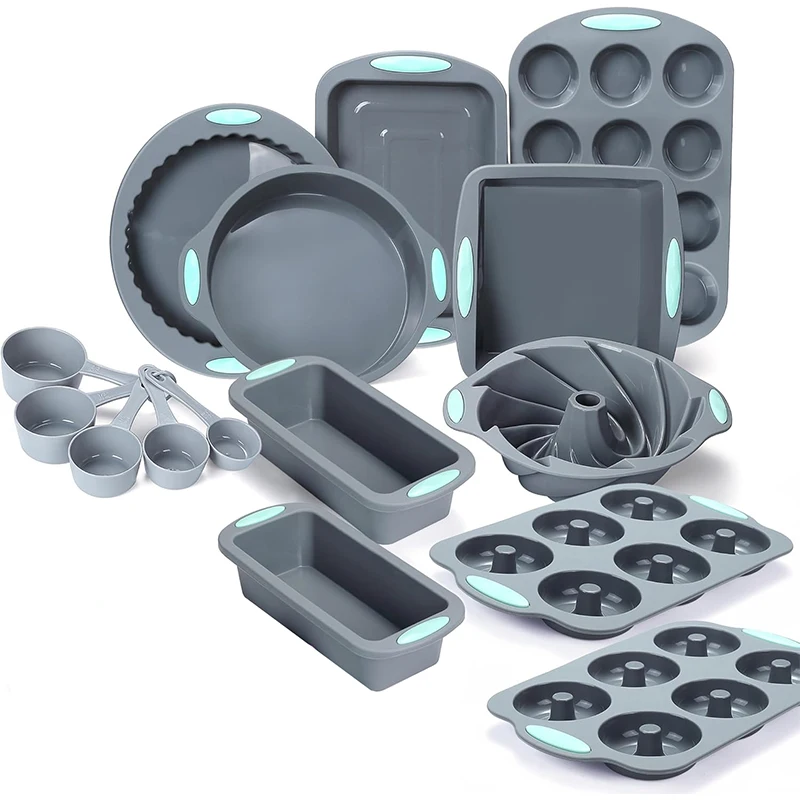 Sartenes para pasteles estriadas de silicona, sartenes antiadherentes para horno de cocina, moldes para pasteles para horno de fácil liberación con sartén para muffins, sartén para rosquillas