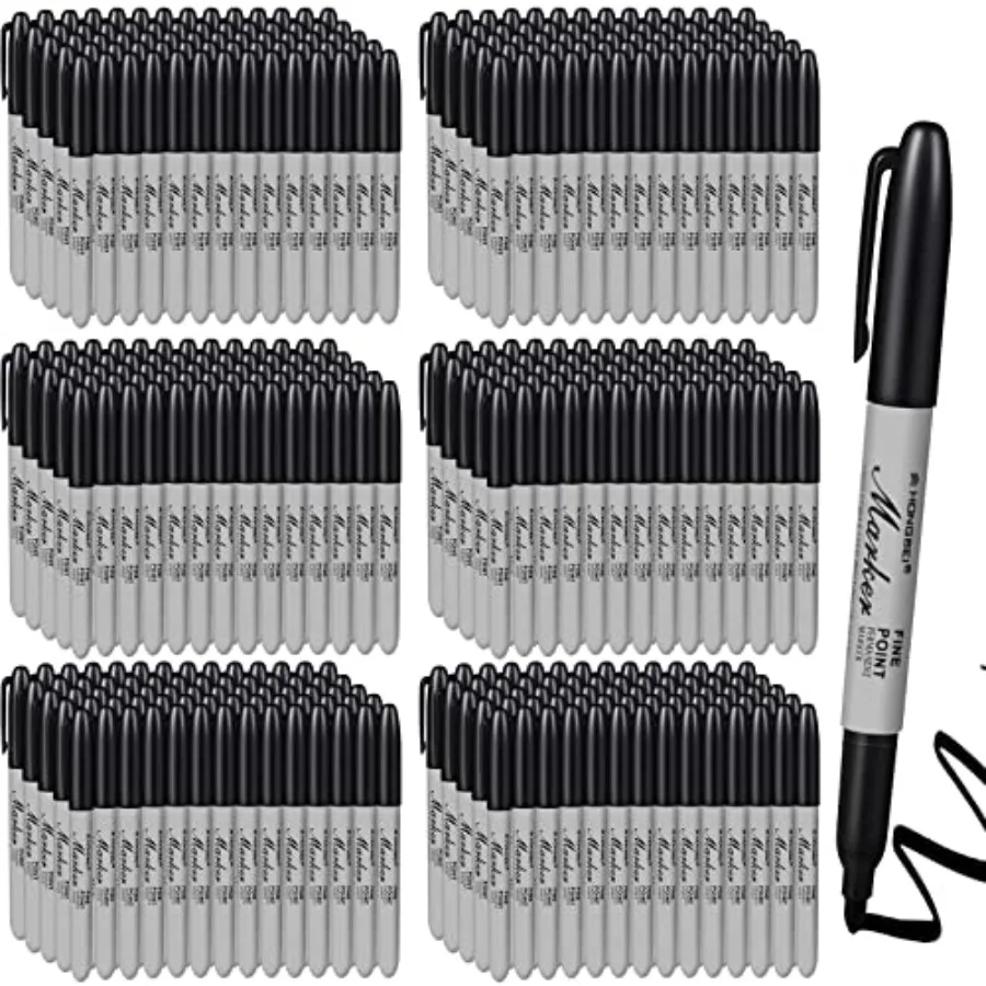

Pack Black Permanent Markers Bulk - Fine Point Permanent Marker Quick Drying Waterproof Pens for Doodling Writing Marking Class