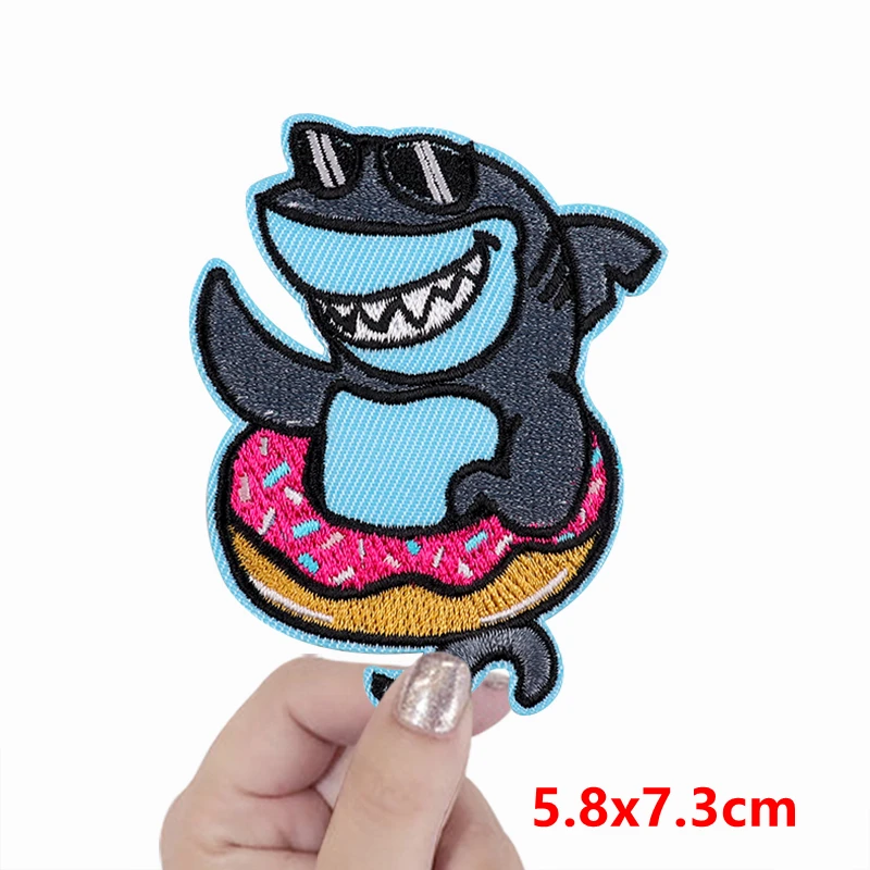 Sun Moon Wave Van Gogh Patches for Clothing Ocean Dolphin Cute Lucky Fish Iron on Patches Outdoor Embroidery Patches On Clothes view 6