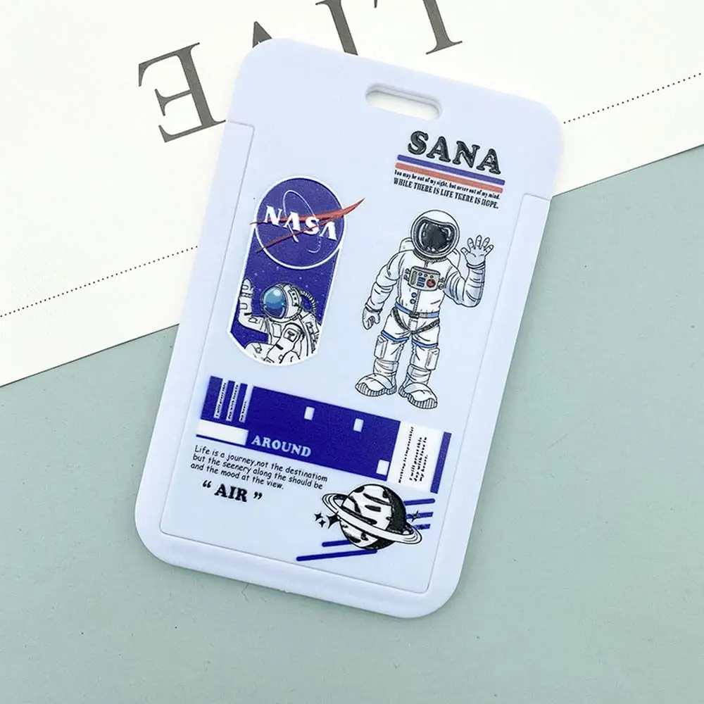 Key Ring Astronaut Pattern Astronaut Pendant Long Lanyard Rice Card Set Student ID Card Set Lanyard Card Sleeve Card Holder