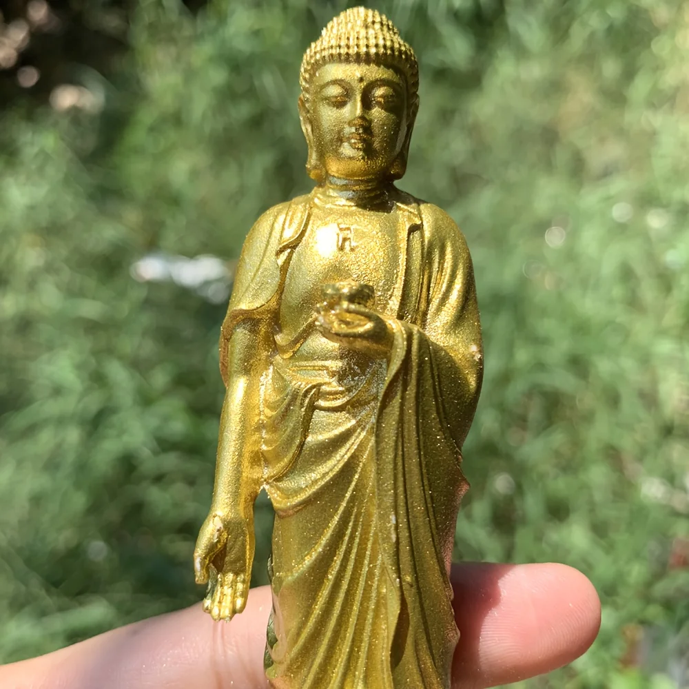 5-inch resin Buddha statue ornament, Shakyamuni Buddha, Chinese traditional style, suitable for holiday decoration, office decoration, Halloween decorations, desktop decorations, centerpiece decoration, housewarming gift, New Year gift, statue ornament
