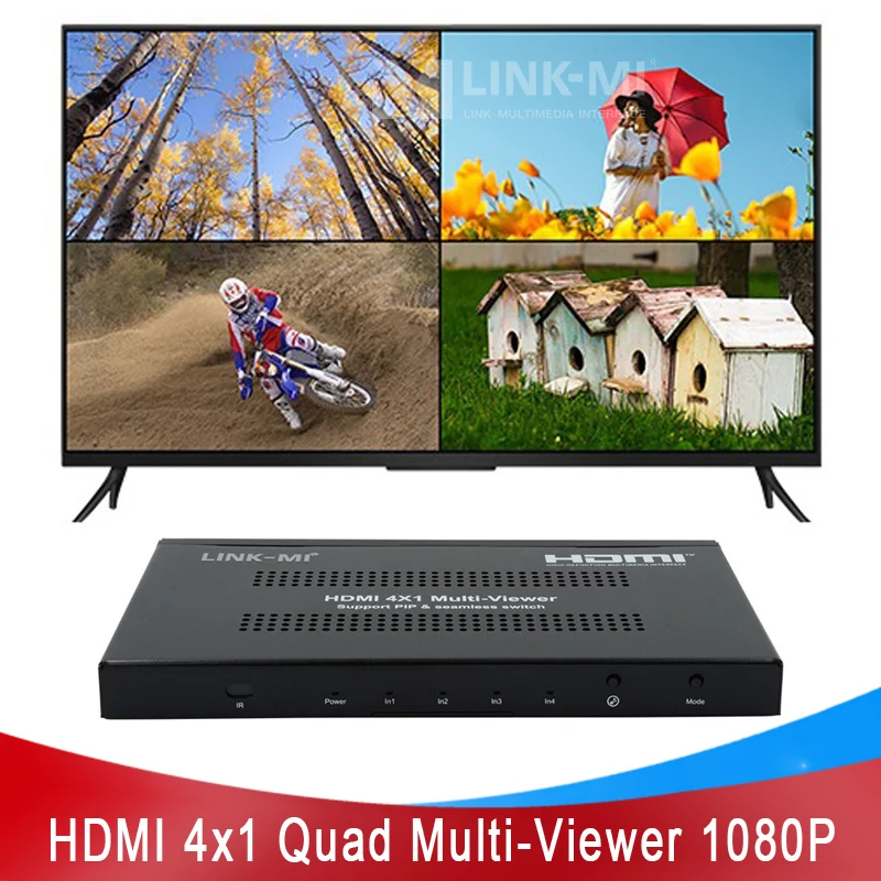 4X1 HDMI Multi-Viewer 1080P/60Hz Audio Video Seamless Switch No black screen 4 in 1 out Switch 4X1 Multiviewer