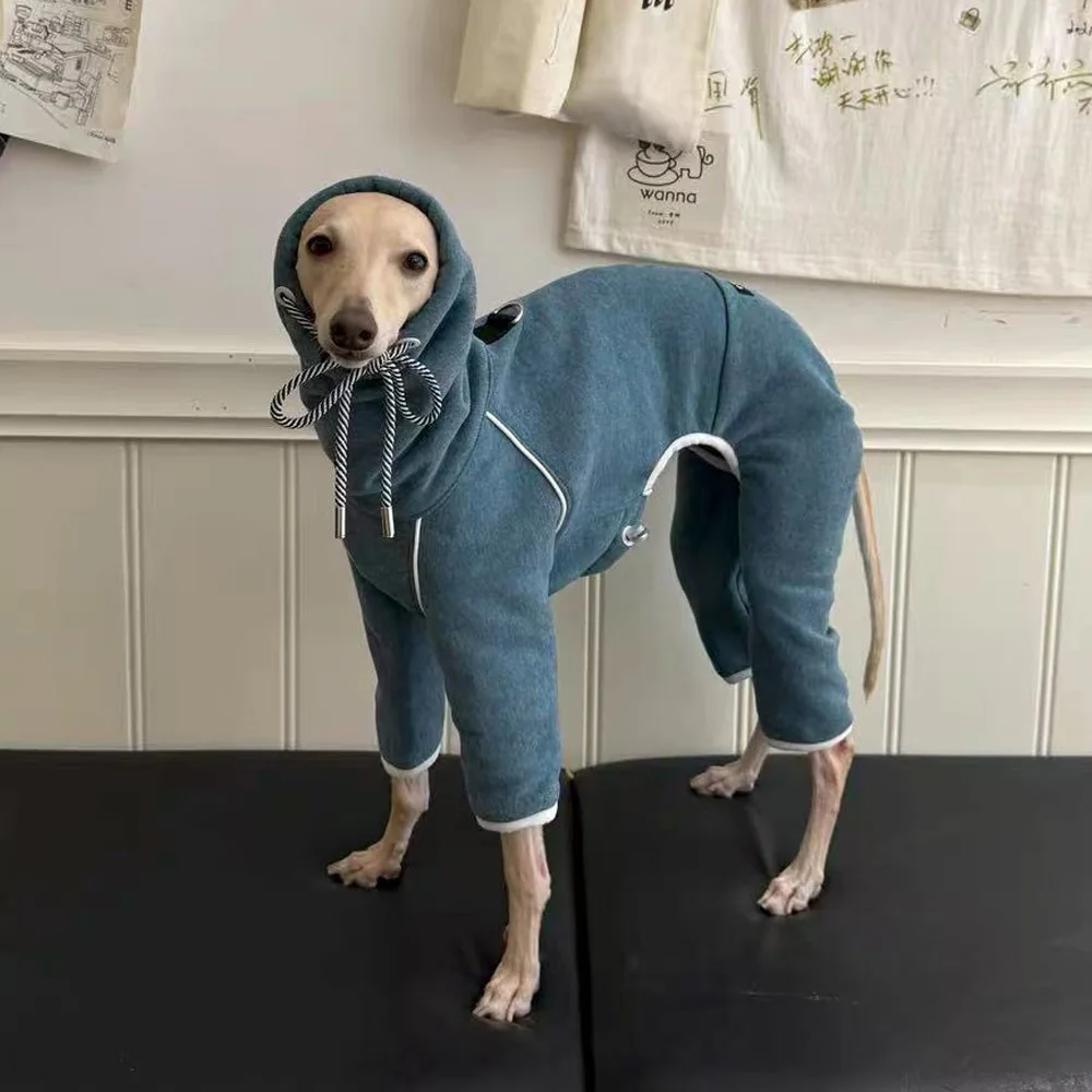 

Италия, борзая одежда, 4-ногий темно-синий свитшот с высоким воротом, зимнее пальто для уиппета, осенняя мягкая домашняя одежда для терьера