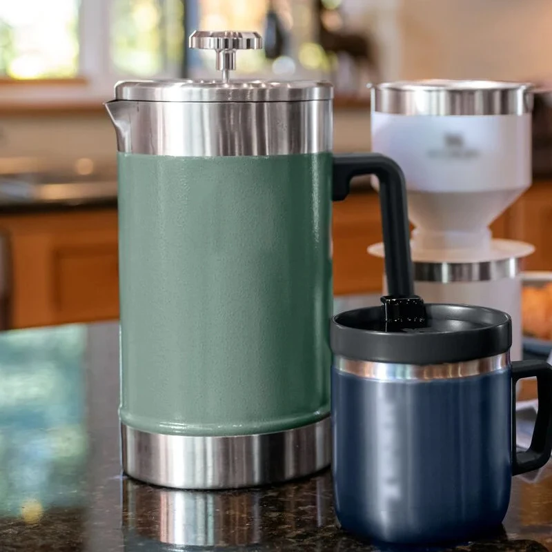 Outdoor Camping Home Leisure 304 Stainless Steel French Press Coffee Pot Filter Cold Insulation Outdoor Campfire Enjoy Coffee