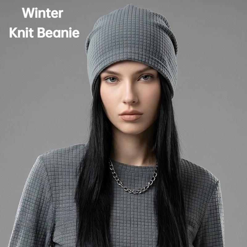 Winter Warm Knit Beanie Hat Premium Slouch Skull Cap Women's Casual Outdoor Thermal Windproof Waffle Stretchy Soft Fashion Hat