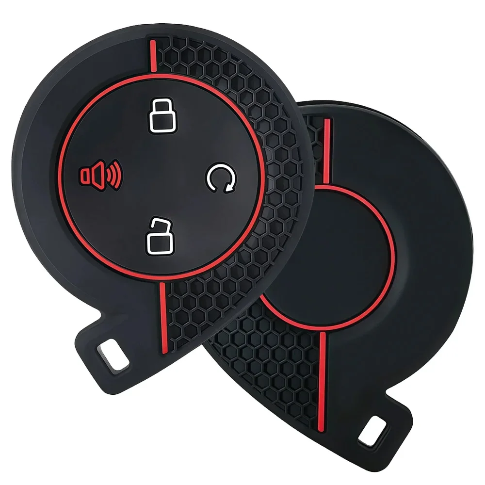Honeycomb Red Circle Silicone Key Cover With Keychain For Great Wall POER GWM P Series Pickup Remote Fob
