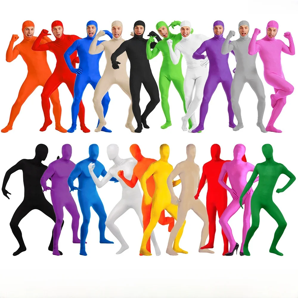 Orange Ninja Invisible Costume Halloween Stage Performance Suit High Elasticity Tight-Fitting Chinese Traditional Clothing