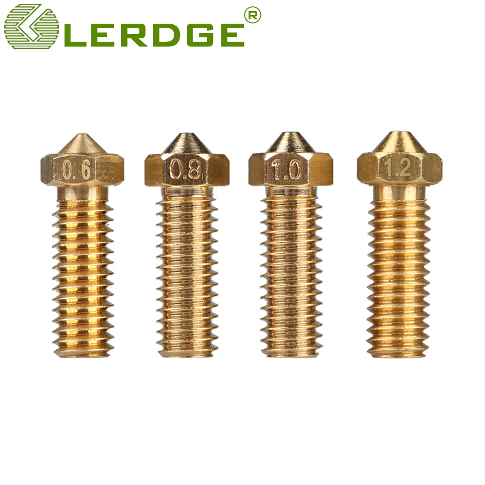 LERDGE 3D Printer Brass Volcano Nozzle E3D-V6 M6 Extruder Hotend For 1.75 Filament 0.4mm/0.6mm/0.8mm/1.0mm/1.2mm 3D Printer part