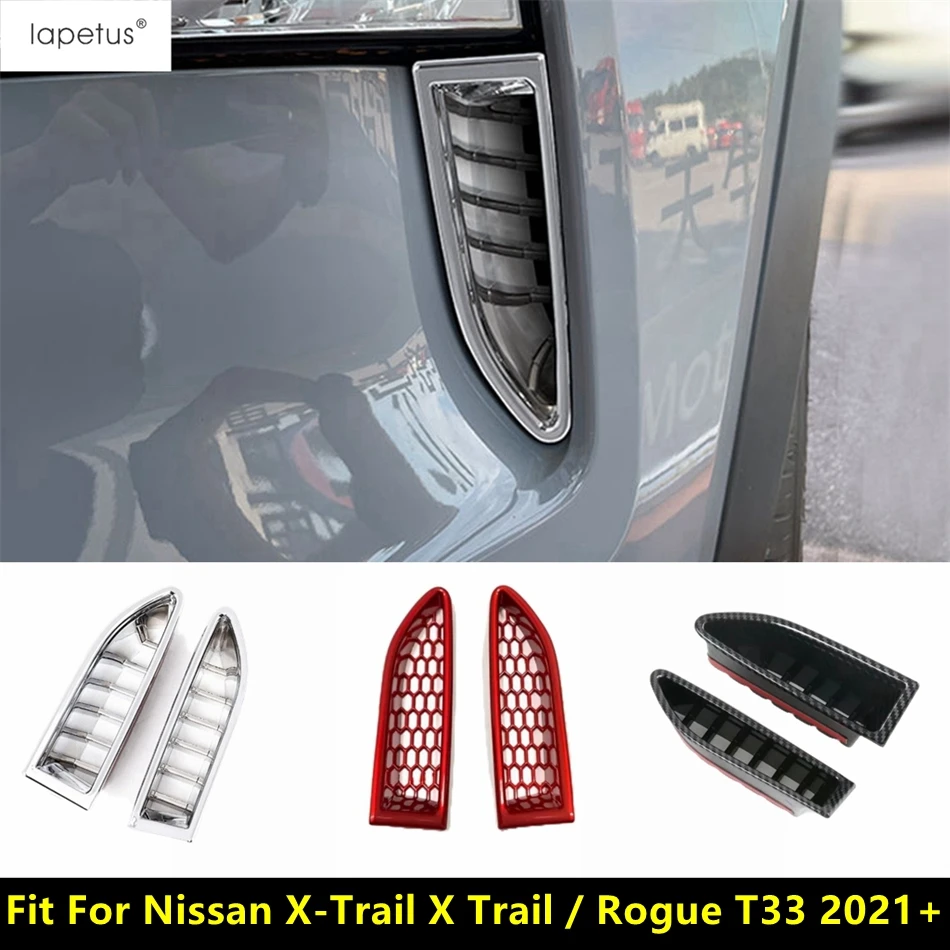 

For Nissan X-Trail X Trail / Rogue T33 2021 - 2024 ABS Chrome Red Car Front Bumper Trim Air Vent Outlet Grille Cover Accessories