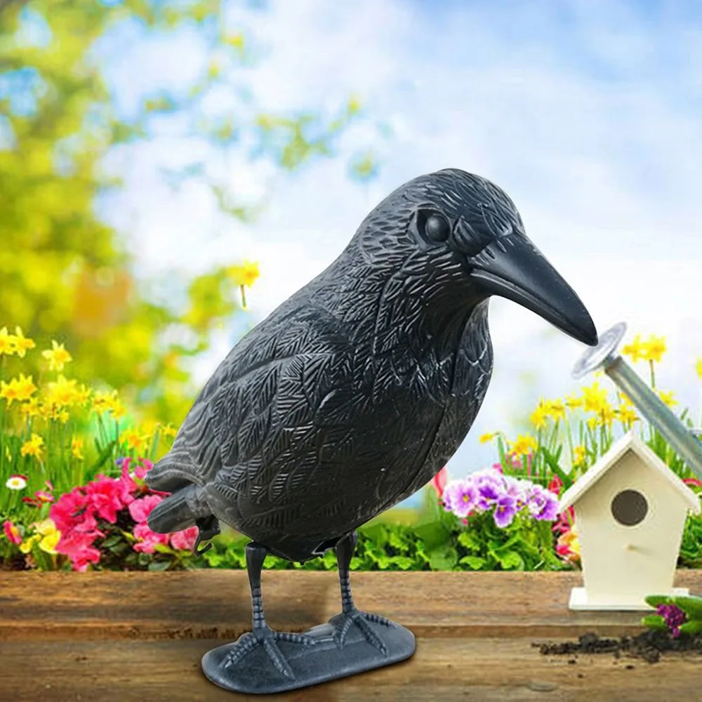 Repellent Life Size Crow Halloween Black Deterrent Lifelike Hunting Decoy Decorative Scarecrow Scarer Pigeon Courtyard Garden