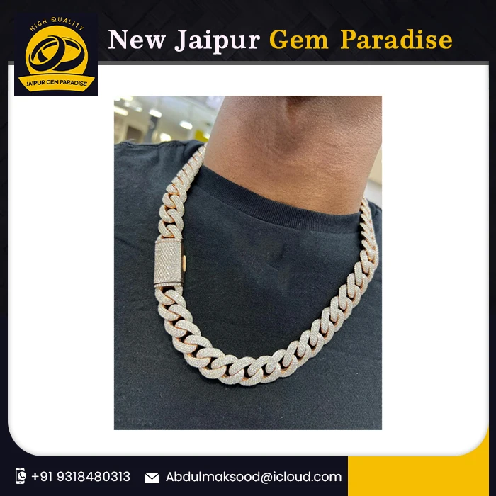 Arrival 17mm Miami Cuban Link Chain Vvs Moissanite Diamond Stubbed 925 Sterling Silver Hip Hop Jewellery