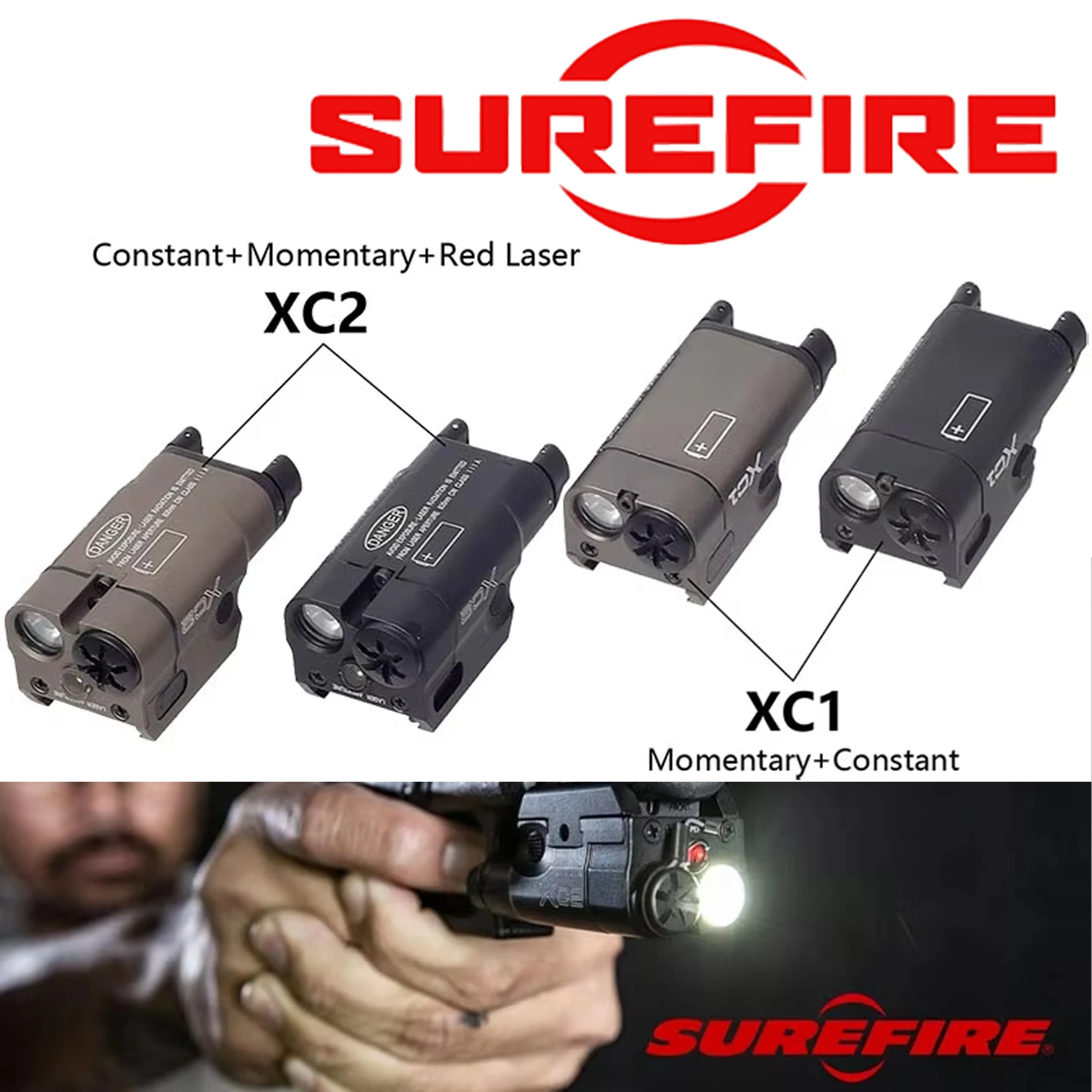 SureFire XC1 XC2 X300 Ultra X300U X400 Weapons Scout Light Compact Handgun Hanging Airsoft Fit 20MM Rail Strobe Flashlight
