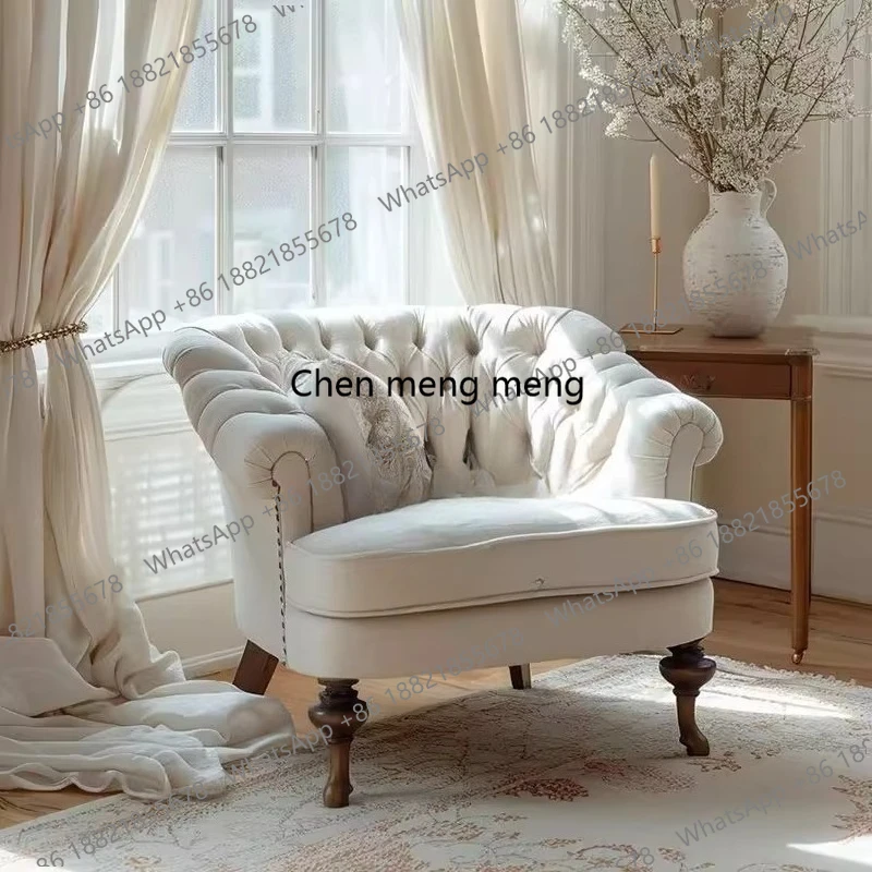 

American country fabric pull-button sofa reception single sofa chair clubhouse balcony lounge sofa