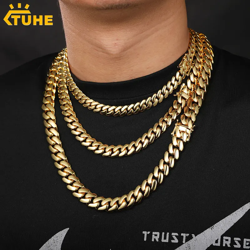 20mm Heavy Solid 18K Gold Plated Miami Cuban Link Chains Hip Hop Jewelry Choker Necklaces for Men Wholesale Price