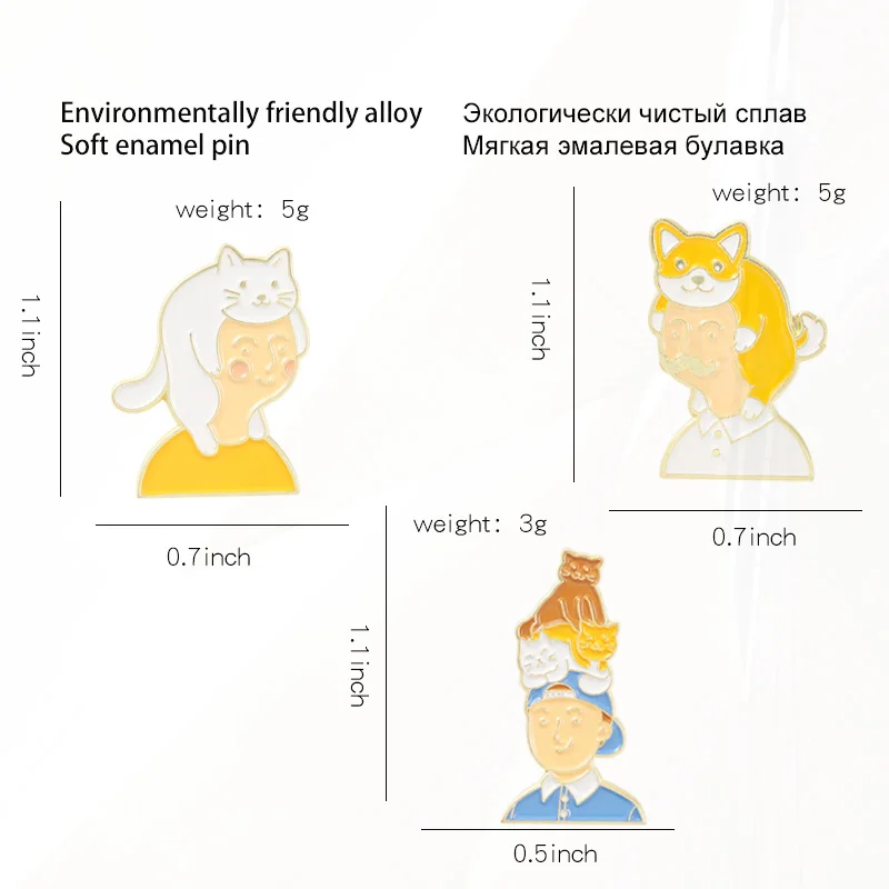 애완 동물 고양이 개 키우기 시리즈 핀 라펠 배지 만화 주얼리 선물, 친구 고양이 엄마 아빠용, 동물 에나멜 브로치, 맞춤 귀여운