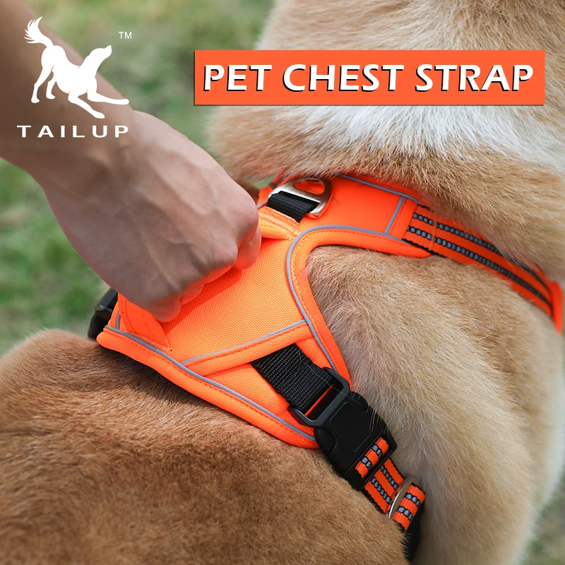 TAILUP No Pull Adjustable Pet Dog Harness No Choke Easy Control Handle Reflective Pet Harness Vest For Large Medium Dogs Train