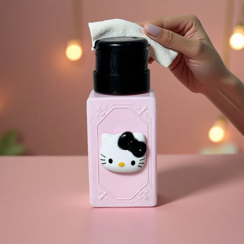 

Sanrio Empty Pump Dispenser Hello Kitty Cartoon Liquid UV Gel Polish Nail Art Polish Clean Bottle Polish Cleanser Remover Bottle