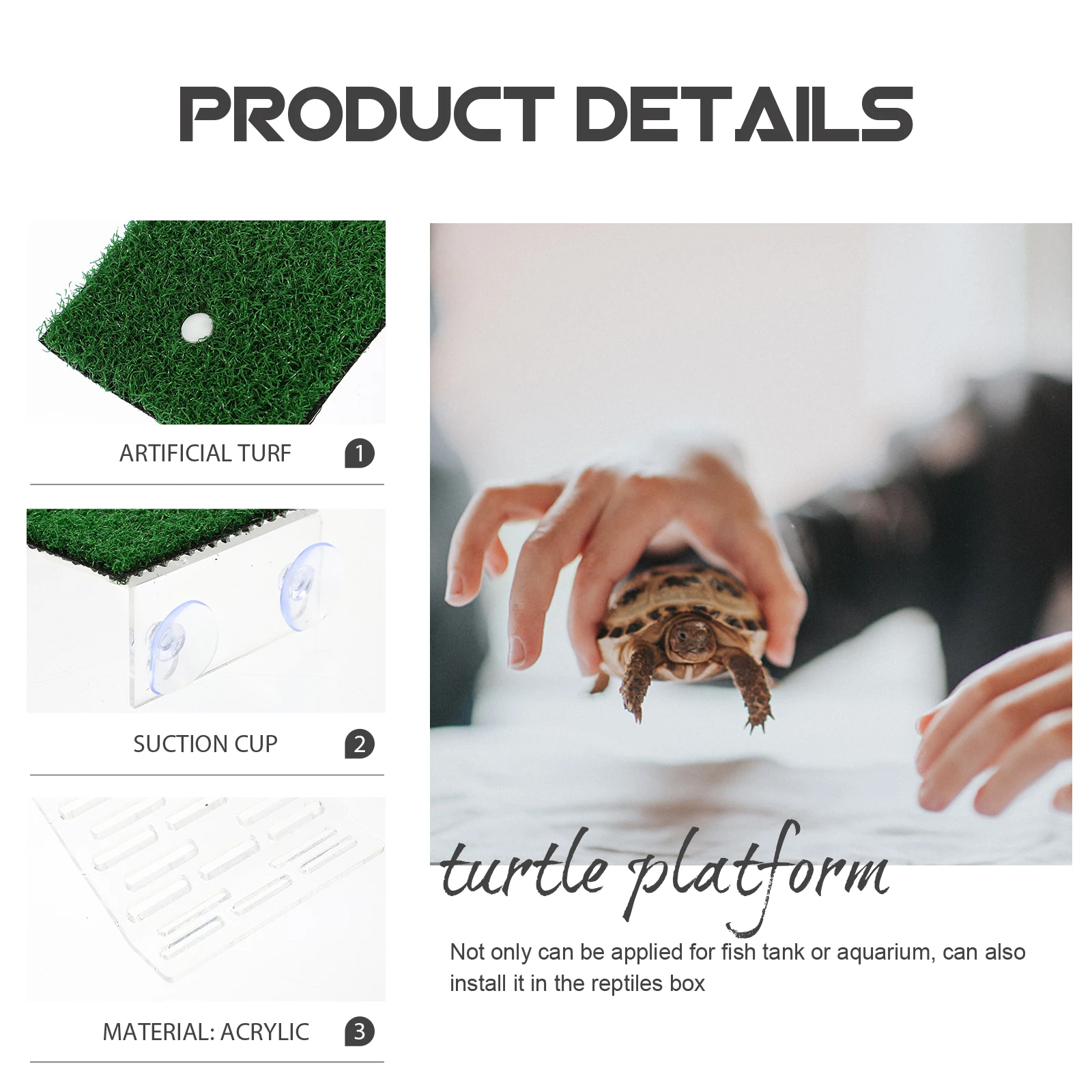 2pcs Turtle Sunning Platform Acrylic Basking Dock For Reptile Tank With Suction Cups Durable Aquarium Decoration Turtle