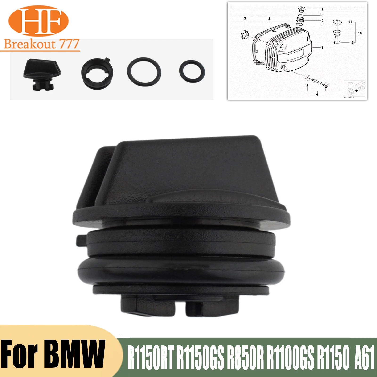 Engine Oil Filler Cap for BMW R1150RT R1150GS R850R R1100GS R1150 A61 Oil Tank Cap and O-Ring