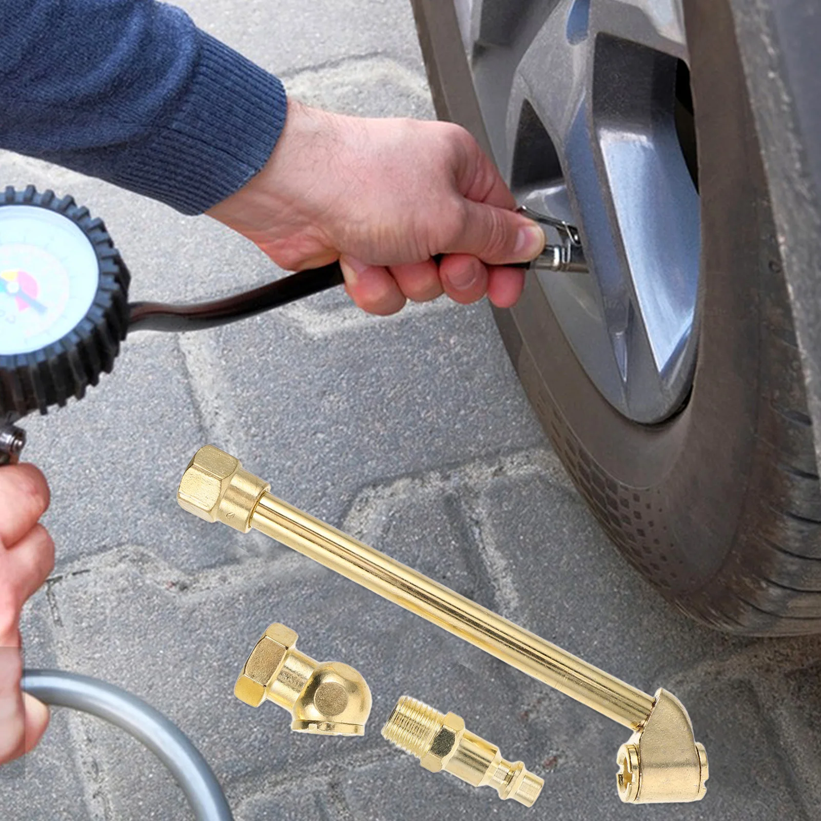 

1 Set Car Tire Inflation Chuck Air Hose Quick Connect Fittings Metal Repair Kit Motorcycle Bicycle Gas Pipe Adapter For Tire
