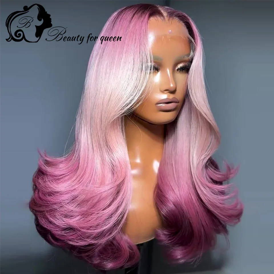 Purple 613 Blue Brown Lace Front Long Straight Human Hair Wig Wear And Go For Women Cosplay Colored Glueless Wigs Extensions