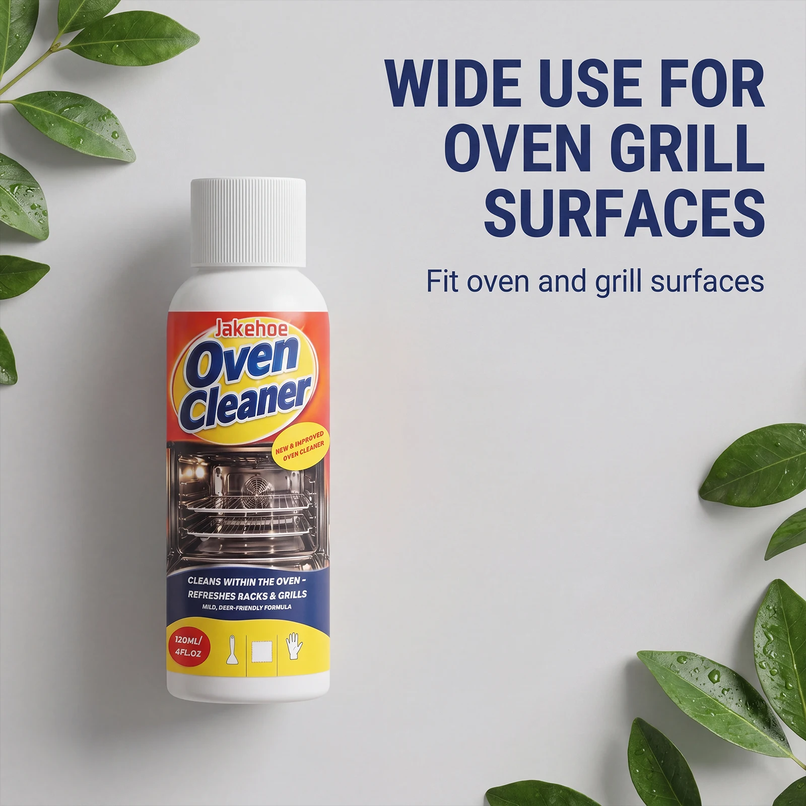 120ml Oven Cleaner Spray Kit with Scraper Gloves Towel Burnt-on Grease Degreaser for Oven Racks Grills Toaster Cooktops