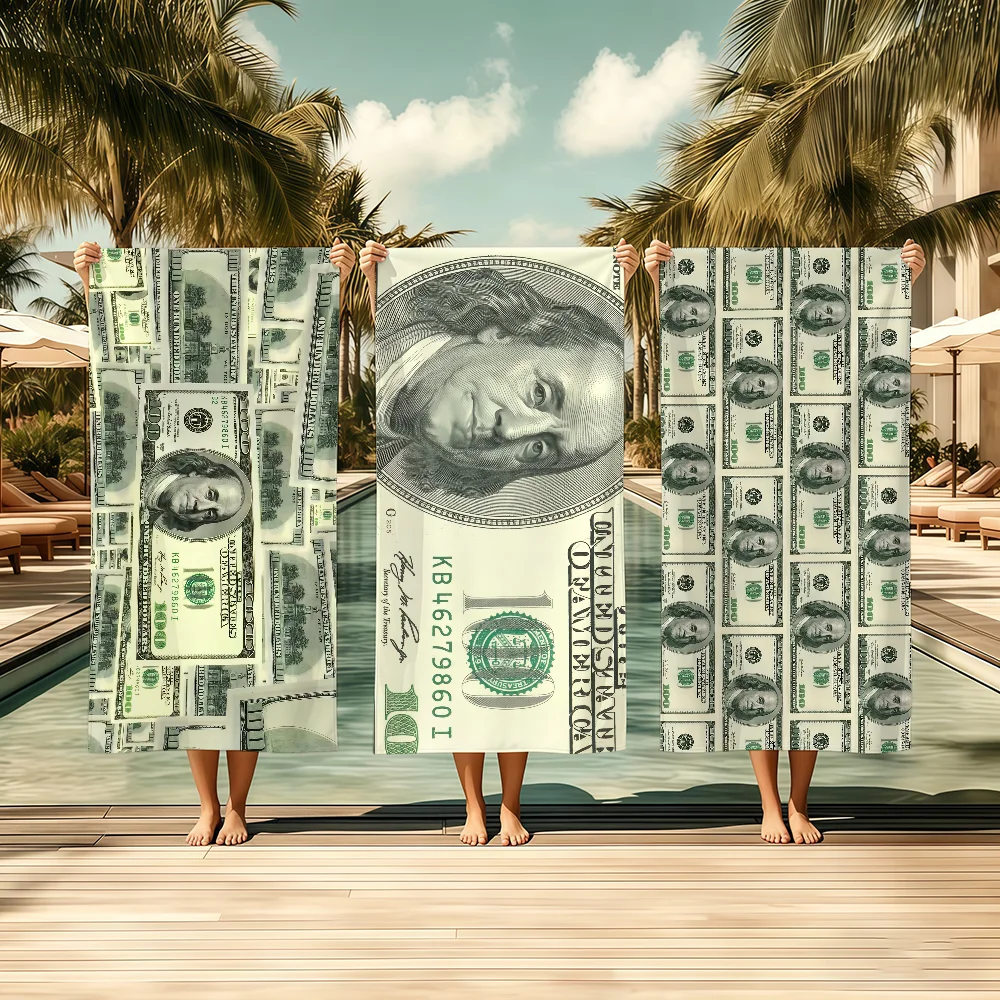 Euro Dollar B-Benjamin Franklin Art Towel Textile Bathrobe Beach Quick-Drying Lightweight Portable Camping Swim Pool Travel