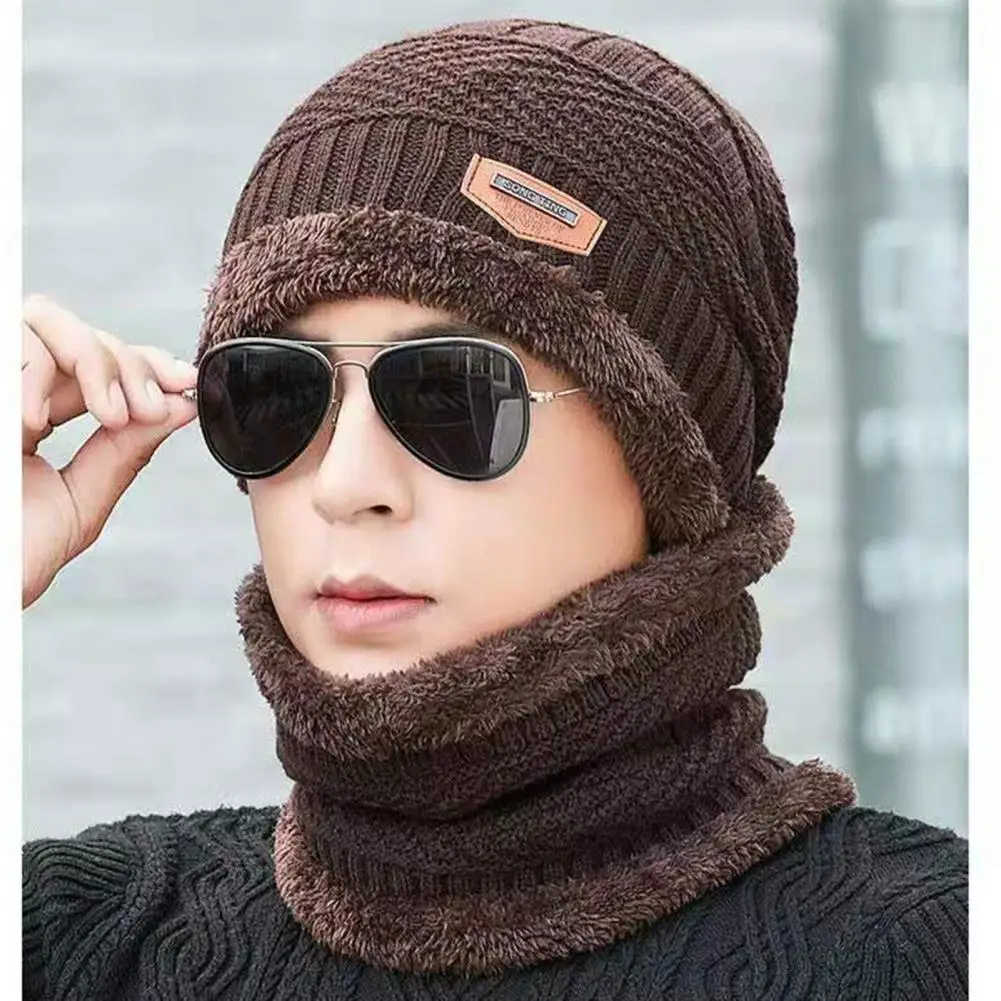 

Hat Scarf Set Thickened Winter Hat Cozy Fleece-lined Women's Beanie Scarf Set for Outdoor Riding Cold Weather Autumn Winter Knit