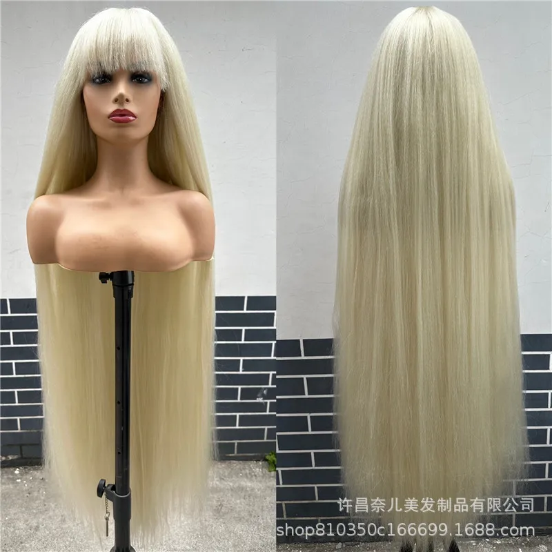 

Парик для женщин, парик на всю голову, длинный парик с узором Jacquesyaki, чехол на голову с челкой, длинные прямые волосы, европейские и американские африканские H