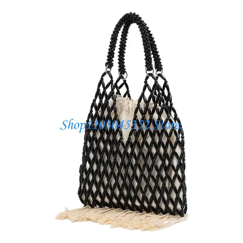 

A3PE Lightweight Wooden Bead Handbag Beach Bag for Stylish Women Who Love Nature