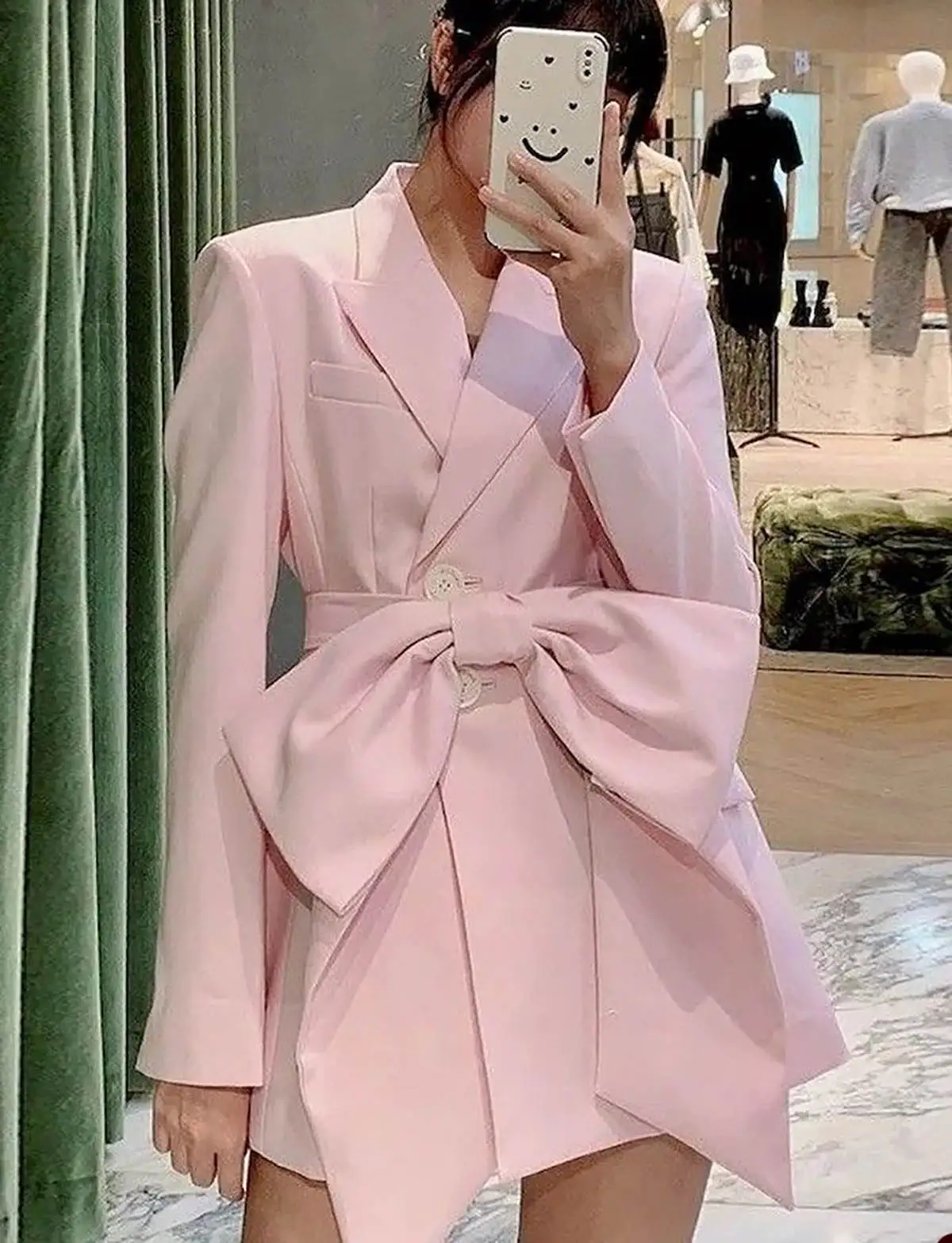 Celebrity Lady Jacket With Big Bow Peaked Lapel Custom Made Formal Wear Women Evening Party Wedding Blazer