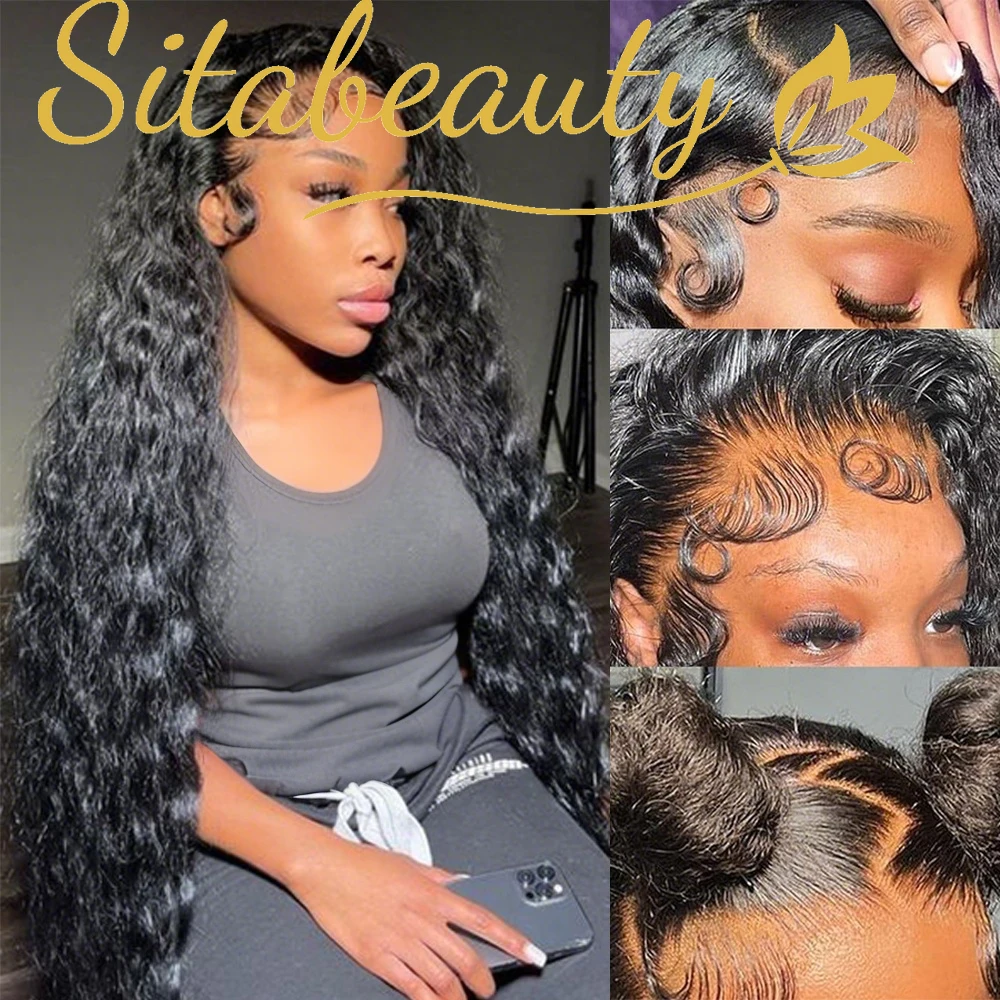 200% الكثافة 13x6 موجة المياه شفافة الدانتيل الجبهة الباروكات شعر الإنسان الرطب ومموج مجعد الشعر الدانتيل الجبهة الباروكات للنساء