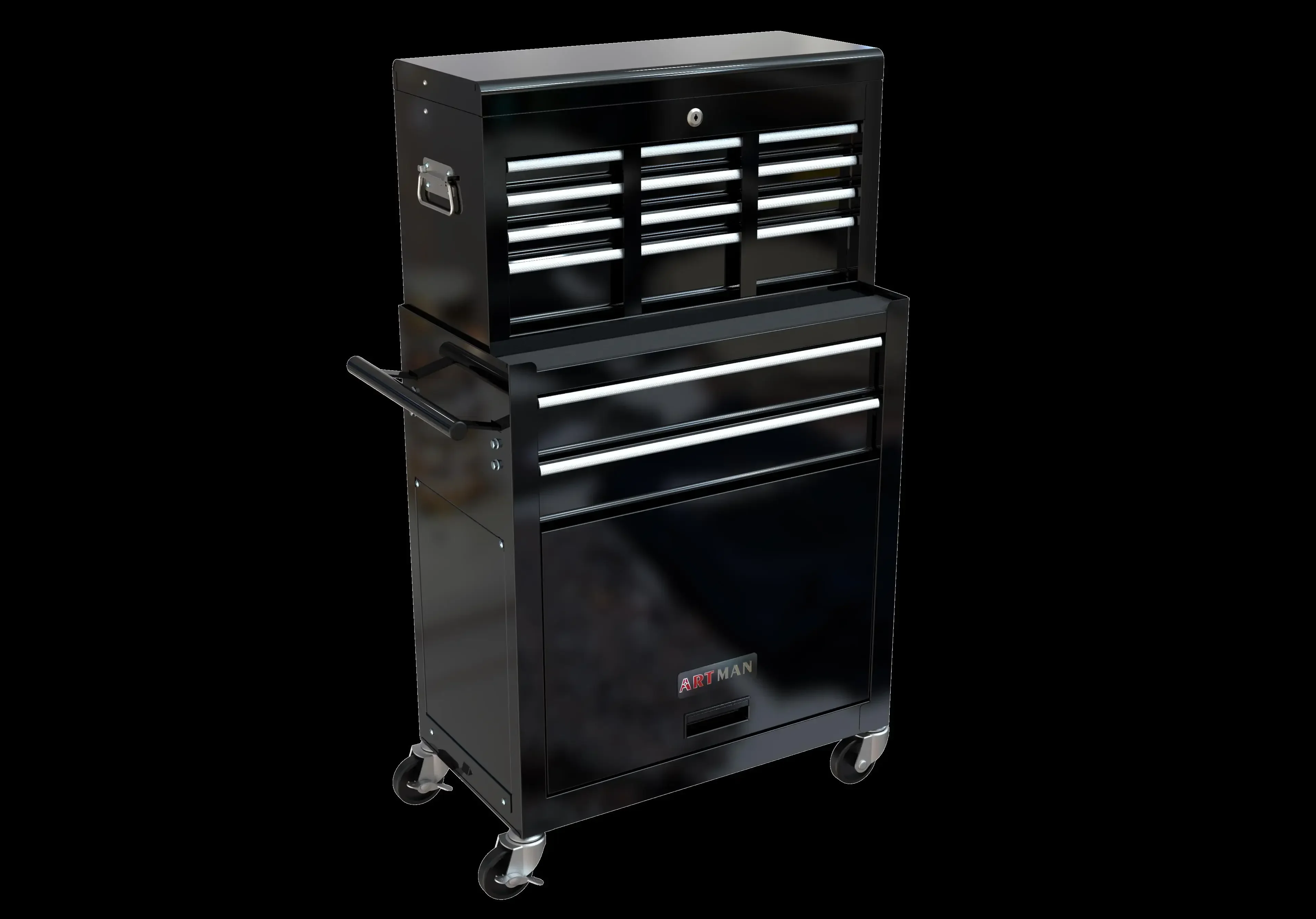 

High Capacity Rolling Tool Chest with Wheels and Drawers, 8-Drawer Tool Storage Cabinet--BLACK