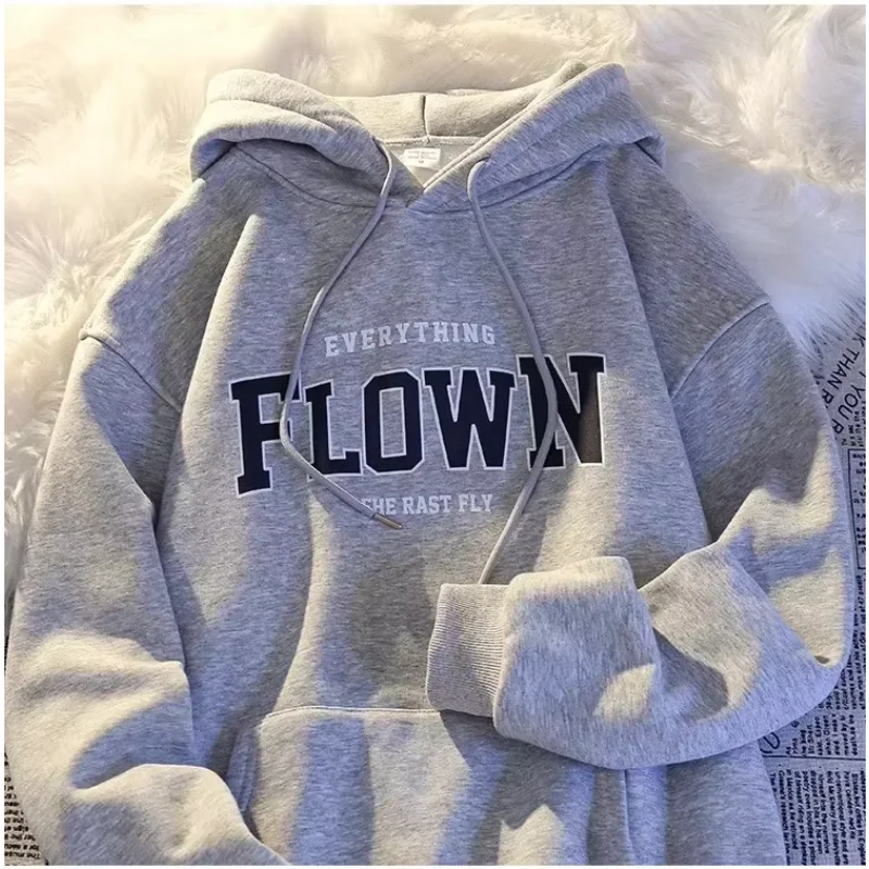 

Simple letters ”EVERYTHING FLOWN“ Print Sweatshirt y2k Harajuku Men's Women's Hoodies Autumn Winter Long Sleeved Pullover Tops