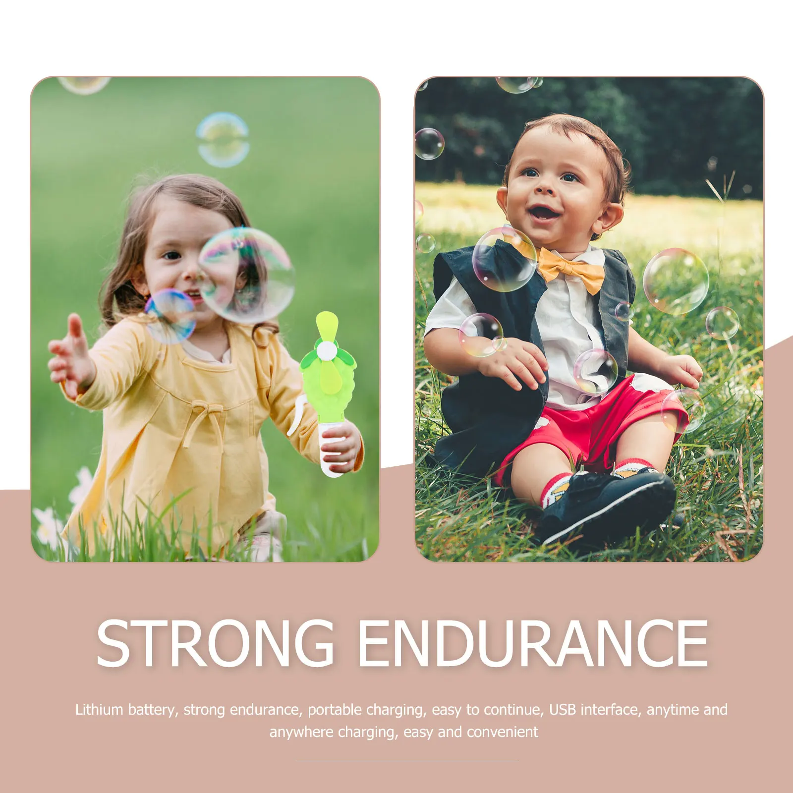 

6 Pcs Hand Press Bubble Fan Kids Mini Blower Plastic Portable Cooling Toy Lightweight Outdoor Play Children’s Day Gift