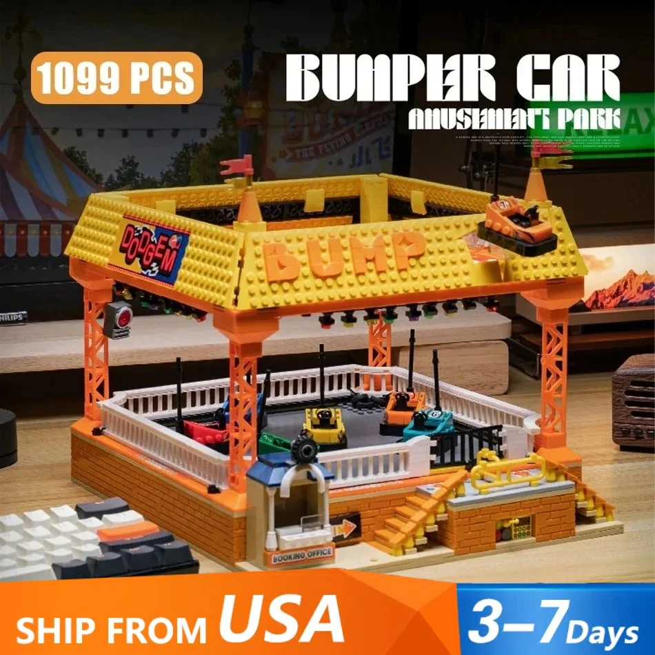 

1099PCS Creative Expert MOC Children’s Amusement Park Electric Bumper Car Building Blocks Bricks DIY Assembly Toy Gift For Kids