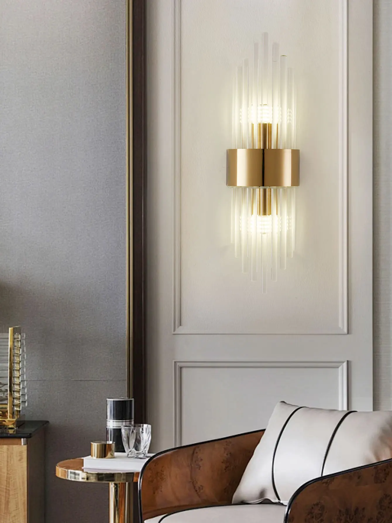 

Gold/black luxurious stainless steel G9 crystal wall lamp,Lustre bedroom nightlight interior decorations, modern European lamp