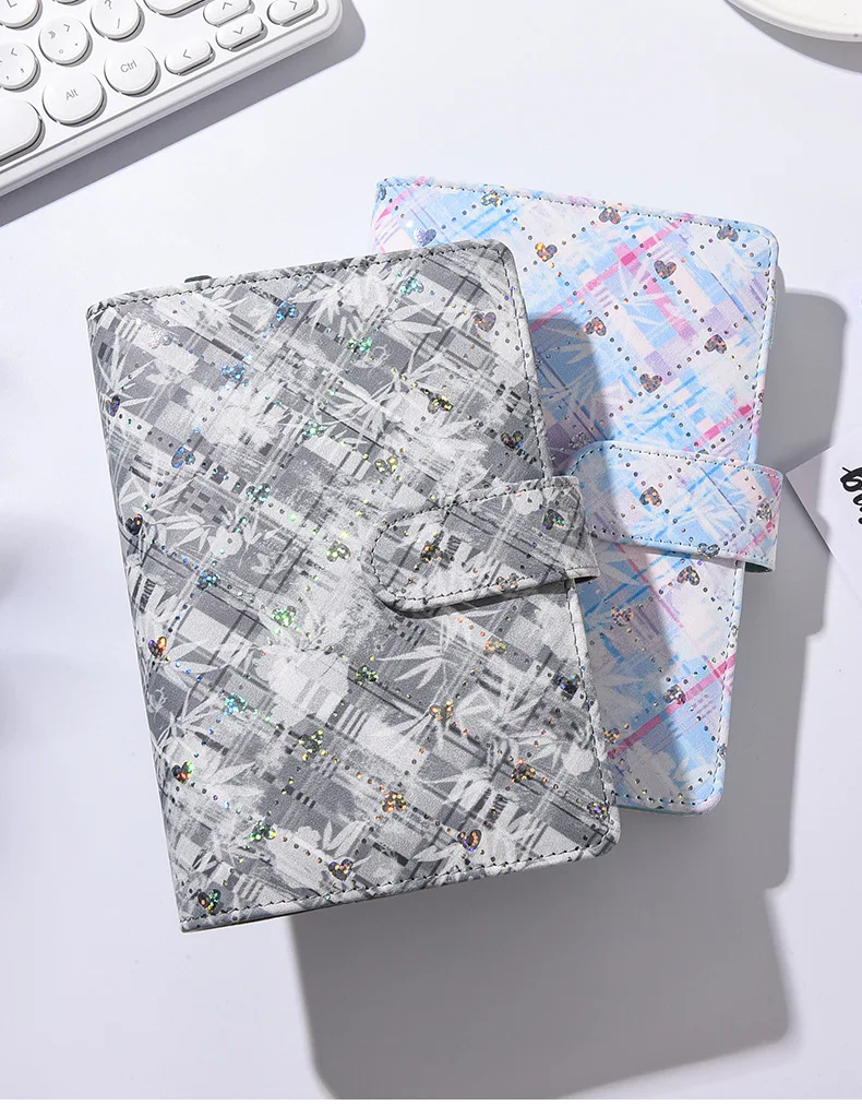 A6 Patterned Grid Macaron Loose-leaf Budget Notebook Set Financial Accounting Notebook Hand Account Book Sticker Storage Bag