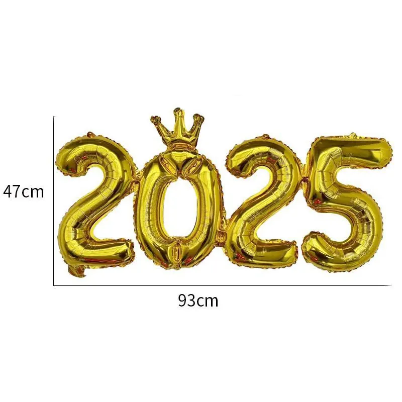 Aluminum Foil Connected Balloon 2025 Christmas Decoration Digital Balloons 2025 New Year Theme Home DIY Decoration Party